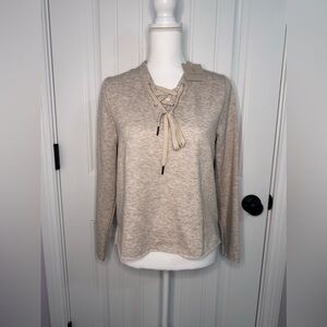 Hologram Beige Swearshirt with Lace-up